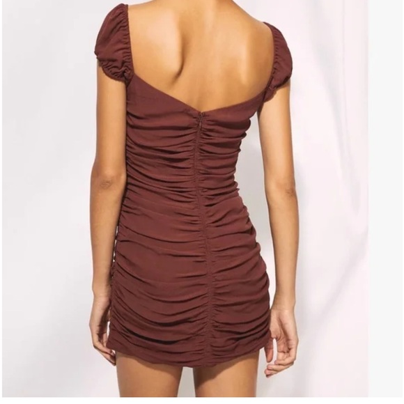 Aritzia Veda Maroon Ruched Mini Dress - Picture 3 of 3